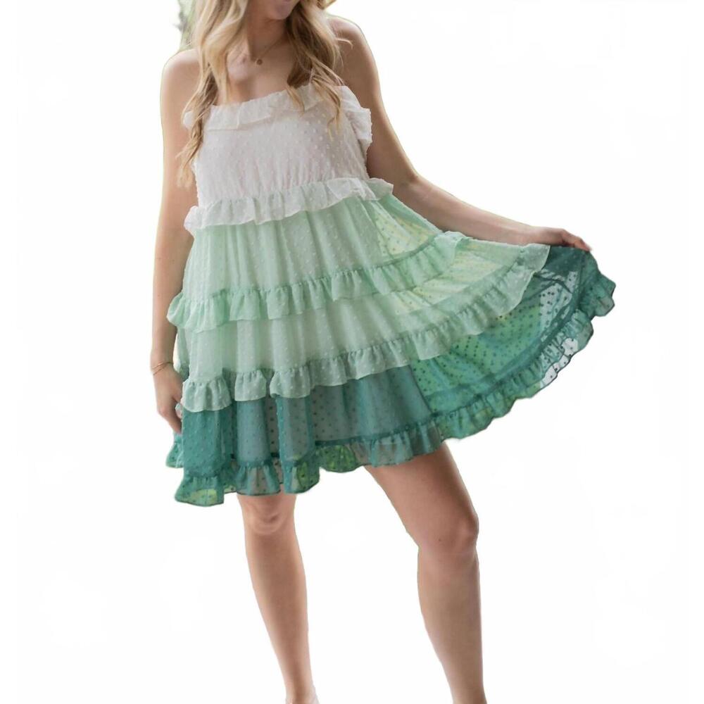NEW MADELYN delight swiss dot mini dress in green
